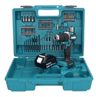 Makita DHP 487 T1X1 18 V Perceuse-visseuse à percussion sans fil 40 Nm brushless + 1x Batterie 5,0 Ah + kit d'accessoires - 74 pièces + Mallette - sans chargeur