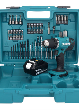 Makita DDF 453 T1X1 perceuse-visseuse sans fil 18 V 42 Nm + 1x batterie 5,0 Ah + jeu d'accessoires 74 pièces + mallette - sans chargeur