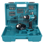 Makita DDF 453 G1X1 perceuse-visseuse sans fil 18 V 42 Nm + 1x batterie 6,0 Ah + jeu d'accessoires 74 pièces + mallette - sans chargeur