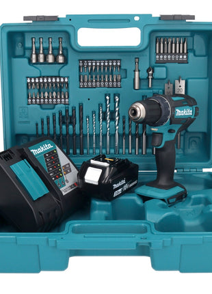 Makita DDF 482 RF1X1 perceuse-visseuse sans fil 18 V 62 Nm + 1x batterie 3,0 Ah + chargeur + jeu d'accessoires 74 pièces + mallette