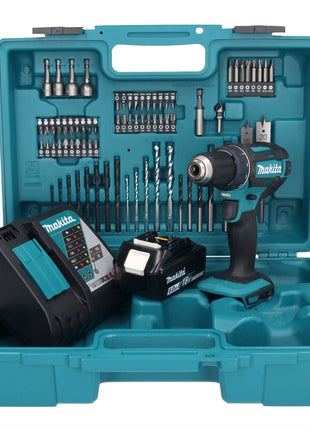 Makita DDF 482 RG1X1 perceuse-visseuse sans fil 18 V 62 Nm + 1x batterie 6,0 Ah + chargeur + jeu d'accessoires 74 pièces + mallette