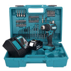 Makita DDF 485 RF1X1 taladro atornillador inalámbrico 18 V 50 Nm sin escobillas + 1x batería 3,0 Ah + cargador + set de accesorios 74 piezas + estuche