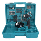 Makita DDF 487 F1X1 Akku Bohrschrauber 18 V 40 Nm Brushless + 1x Akku 3,0 Ah + 74 tlg. Zubehörset + Koffer - ohne Ladegerät