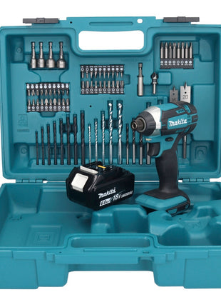 Makita DTD 152 G1X1 Akku Schlagschrauber 18 V 165 Nm 1/4" + 1x Akku 6,0 Ah + 74 tlg. Zubehörset + Koffer - ohne Ladegerät