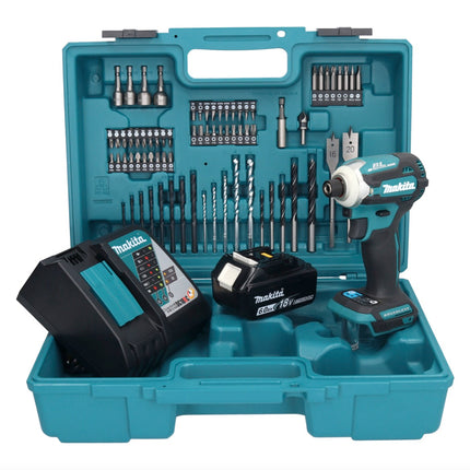 Makita DTD 171 RG1X1 Akku Schlagschrauber 18 V 180 Nm 1/4" Brushless + 1x Akku 6,0 Ah + Ladegerät + 74 tlg. Zubehörset + Koffer