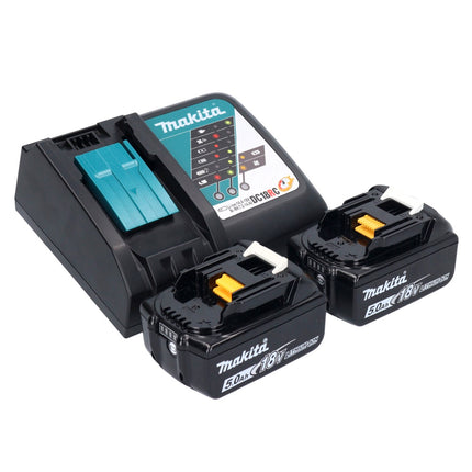 Llave de impacto a batería Makita DTD 156 RTX1 18 V 155 Nm 1/4" + 2x baterías 5,0 Ah + cargador + set de accesorios 74 piezas + estuche