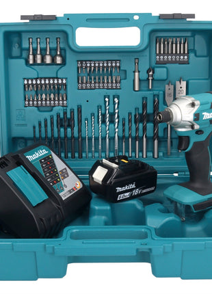 Makita DTD 156 RG1X1 Akku Schlagschrauber 18 V 155 Nm 1/4" + 1x Akku 6,0 Ah + Ladegerät + 74 tlg. Zubehörset + Koffer