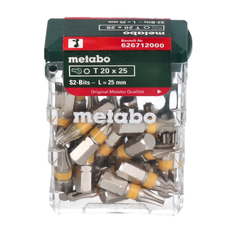 Caja de puntas Metabo 25 puntas Torx T20 de 25 mm (626712000)