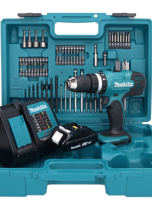 Makita DHP 453 SY1X1 Akku Schlagbohrschrauber 18 V 42 Nm + 1x Akku 1,5 Ah + Ladegerät + 74 tlg. Zubehörset + Koffer