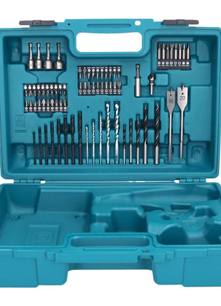 Makita DHP 482 SYX1W Akku Schlagbohrschrauber 18 V 62 Nm + 2x Akku 1,5 Ah + Ladegerät + 74 tlg. Zubehörset + Koffer