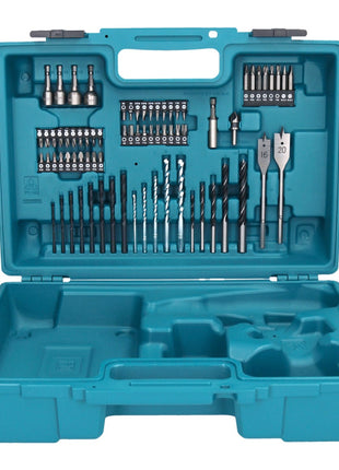 Makita DHP 484 SYX1W perceuse à percussion sans fil 18 V 54 Nm sans balais blanc + 2 batteries 1,5 Ah + chargeur + jeu d'accessoires 74 pièces + mallette