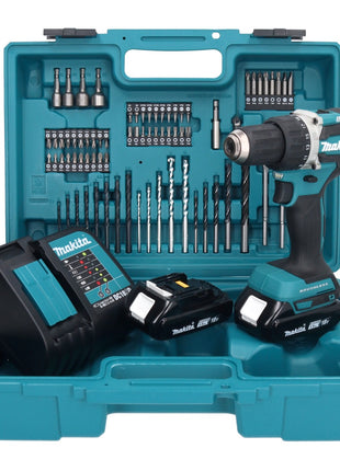 Makita DDF 484 SYX1 perceuse-visseuse sans fil 18 V 54 Nm + 2x batteries 1,5 Ah + chargeur + jeu d'accessoires 74 pièces + mallette