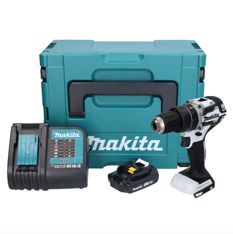 Makita DHP 484 SY1J W Akku Schlagbohrschrauber 18 V 54 Nm Brushless Weiß + 1x Akku 1,5 Ah + Ladegerät + Makpac