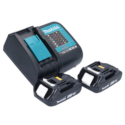 Makita DHP 484 SYJ W akumulatorowa wiertarka udarowa 18 V 54 Nm bezszczotkowa biała + 2x akumulator 1,5 Ah + ładowarka + Makpac