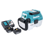 Makita DVC 750 LRF Akku Staubsauger LXT 18 V 67 mbar 7,5 l Brushless + 2x Akku 3,0 Ah + Ladegerät