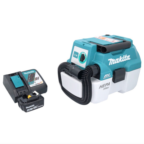 Aspiratore a batteria Makita DVC 750 LRM1 LXT 18 V 67 mbar 7,5 l senza spazzole + 1x batteria ricaricabile 4,0 Ah + caricabatterie