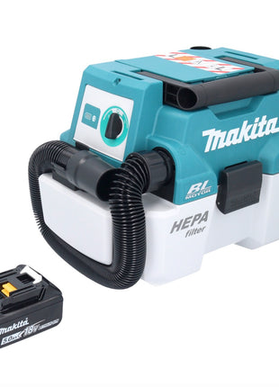 Aspirador de batería Makita DVC 750 LT1 LXT 18 V 67 mbar 7,5 l sin escobillas + 1x batería 5,0 Ah - sin cargador