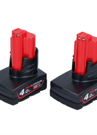 Milwaukee Akku Set 2x M12 B4 12 V 4,0 Ah / 4000 mAh Li-Ion Einschub Akku ( 2x 4932430065 ) - Toolbrothers