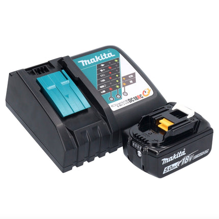 Aspiratore a batteria Makita DVC 750 LRT1 LXT 18 V 67 mbar 7,5 l senza spazzole + 1x batteria ricaricabile 5,0 Ah + caricabatterie