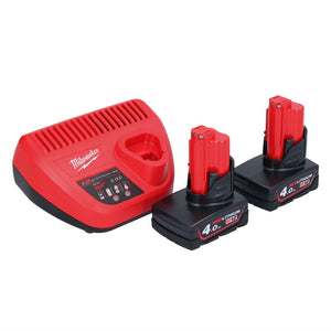 Milwaukee M12 NRG-402 Akku Starter Set 2x 12 V 4,0 Ah / 4000 mAh Li-Ion Akku ( 4933459211 ) + C12 C Ladegerät