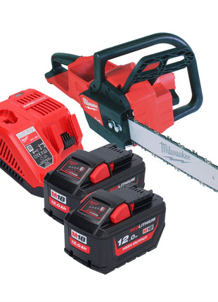 Milwaukee M18 FCHS35-122 Akku Kettensäge 18 V 35 cm 12,4 m/s ( 4933479679 ) + 2x Akku 12,0 Ah + Ladegerät