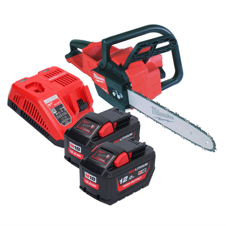 Milwaukee M18 FCHS35-122 Tronçonneuse sans fil 35cm 12,4m/s 18V + 2x Batteries 12,0 Ah + Chargeur (4933479679)