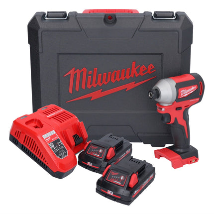 Milwaukee M18 CBLID-302C Llave de impacto sin escobillas 18 V 180 Nm 1/4'' + 2x batería 3.0 Ah + cargador + maletín