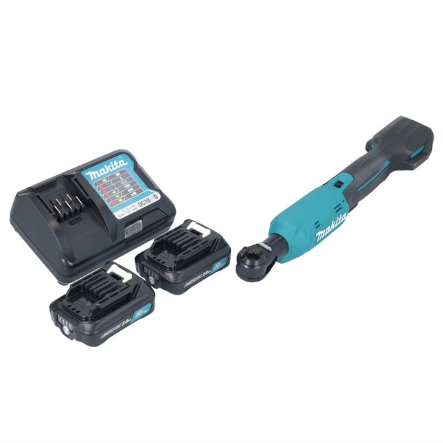 Atornillador de trinquete a batería Makita WR 100 DWA 12 V 47,5 Nm 1/4" 3/8" + 2 baterías de 2,0 Ah + cargador