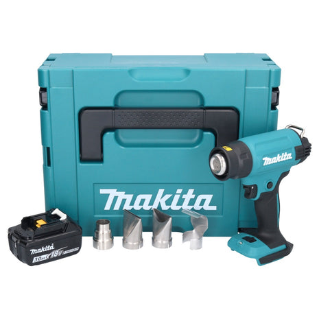 Soplador de aire caliente a batería Makita DHG 181 F1J 18 V 150 - 550°C + 1x batería 3,0 Ah + Makpac - sin cargador