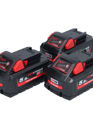 Milwaukee M18 HB 5,5 Kit batterie 3x 18 V 5,5 Ah / 5500 mAh Li-Ion High Output ( 3x 4932464712 ) avec indicateur de charge