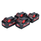 Set di batterie Milwaukee M18 HB 5.5 4x 18 V 5.5 Ah / 5500 mAh Li-Ion High Output ( 4x 4932464712 ) con indicatore del livello di carica