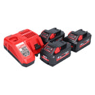 Milwaukee M18 NRG-553 Battery Starter Set High Output 18 V + 3x battery 5.5 Ah ( 3x 4932464712 ) + M12-18 FC charger ( 4932451079 )