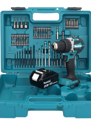 Makita DDF 484 T1X1 Akku Bohrschrauber 18 V 54 Nm + 1x Akku 5,0 Ah + 74 tlg. Zubehörset + Koffer - ohne Ladegerät