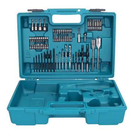 Makita DDF 484 RTX1 taladro atornillador inalámbrico 18 V 54 Nm + 2x baterías 5,0 Ah + cargador + set de accesorios 74 piezas + maletín