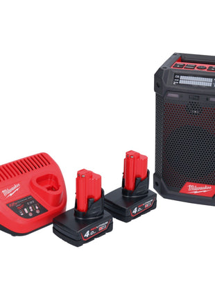 Milwaukee M12 RCDAB+-402 radio à batterie DAB+ 12 V + 2x batteries 4,0 Ah + chargeur