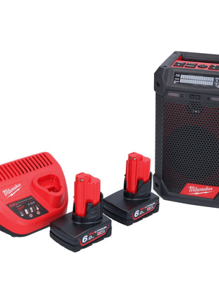 Milwaukee M12 RCDAB+-602 Akku Radio DAB+ 12 V + 2x Akku 6,0 Ah + Ladegerät