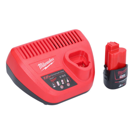 Milwaukee M12 FDGA-301 Geradschleifer abgewinkelt 12 V 6 / 8 mm Brushless + 1x Akku 3,0 Ah + Ladegerät