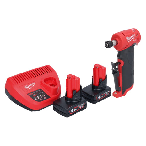 Milwaukee M12 FDGA-402 Szlifierka prosta kątowa 12 V 6/8 mm bezszczotkowa + 2x akumulator 4,0 Ah + ładowarka