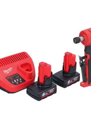 Amoladora recta Milwaukee M12 FDGA-602 angular 12 V 6/8 mm sin escobillas + 2x batería 6,0 Ah + cargador