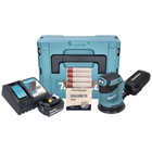 Makita DBO 180 RF1J Akku Exzenterschleifer 18 V 125 mm + 1x Akku 3,0 Ah + Ladegerät + Toolbrothers SPIDER Schleifset Netzschleifmittel + Makpac - Toolbrothers