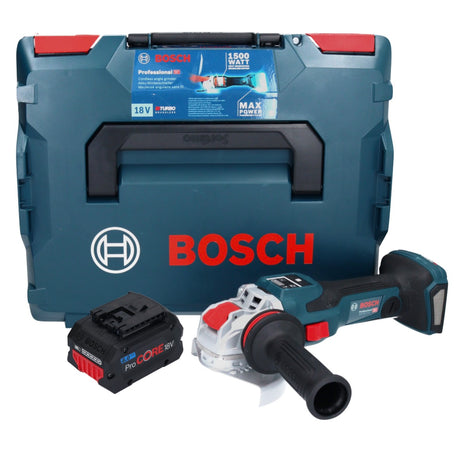 Bosch GWX 18V-15 SC Amoladora angular a batería profesional 18 V 125 mm BITURBO X-LOCK + 1x batería ProCORE 8,0 Ah + L-BOXX - sin cargador