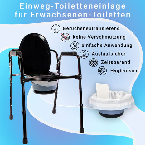 160 Toiletteneinlagen mit Superabsorbierenden Unterlagen, 8 Rollen, 20 Stück pro Rolle, Einlage 59 x 38 cm, mit Kordelzug, in weiß, blau 4er Set - Toolbrothers