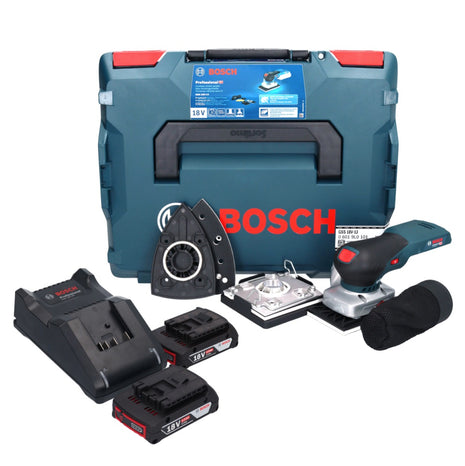 Lijadora orbital a batería Bosch GSS 18V-13 18 V + 2x baterías 2,0 Ah + cargador + L-BOXX