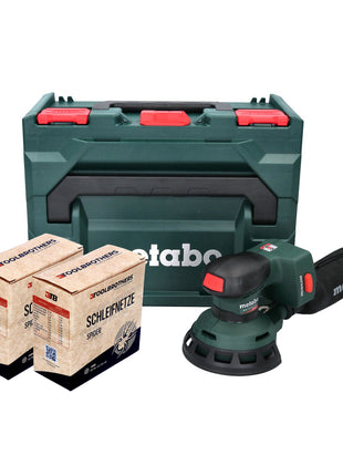 Lijadora excéntrica a batería Metabo SXA 18 LTX 125 BL 18 V 125 mm (600146840) sin escobillas + 2x juego de abrasivos de red Toolbrothers SPIDER + metaBOX - sin batería, sin cargador