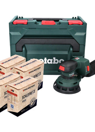 Lijadora excéntrica a batería Metabo SXA 18 LTX 125 BL 18 V 125 mm (600146840) sin escobillas + 4x juego de abrasivos de red Toolbrothers SPIDER + metaBOX - sin batería, sin cargador