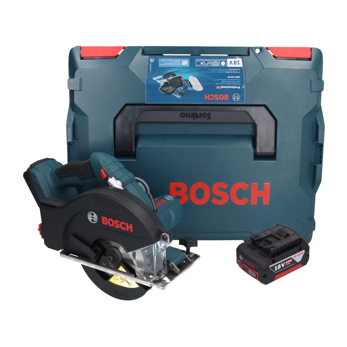 Bosch GKM 18V-50 Professional Akku Metall Handkreissäge 18 V 136 mm Brushless + 1x Akku 5,0 Ah + L-Boxx - ohne Ladegerät