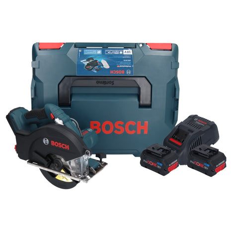 Bosch GKM 18V-50 Professional Scie circulaire portative métal sans fil 18 V 136 mm Brushless + 2x batterie ProCORE 8,0 Ah + chargeur + L-Boxx