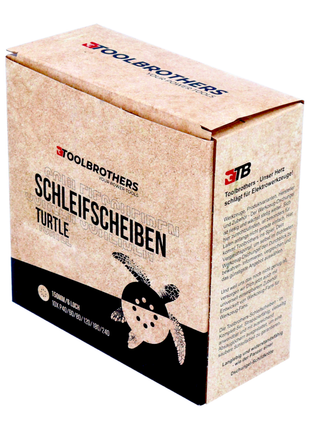 Toolbrothers TURTLE Schleifset 2 Packungen 120x Schleifscheiben 150 mm Klett 6 Loch  je 20x P40 / P60 / P80 / P120 / P180 / 240 für Hartholz, Weichholz, Lack, Stein, Stahl, Aluminium, Furnier - Toolbrothers