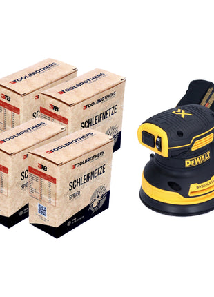 DeWalt DCW 210 N Akku Exzenterschleifer 18 V 125 mm Brushless Solo + 4x Toolbrothers SPIDER Netzschleifmittel Set - Toolbrothers