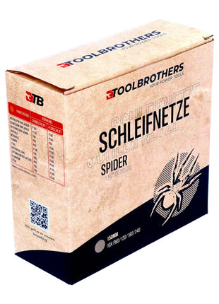 Toolbrothers SPIDER Schleifset Netz 150 mm 4 Packungen 160x Schleifnetze Klett je 40x P80 / P120 / P180 / 240 für Hartholz, Weichholz, Lack, Stein, Stahl, Aluminium, Furnier - Toolbrothers